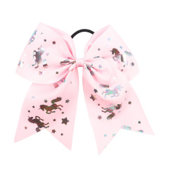 cheap OEM Custom girls badys cheer fabric bow ribbon kids elastic hair tie