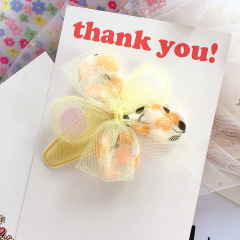 printed floral mesh flower children's baby girls hair clips for kid hair accessories