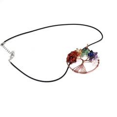 wholesale Amazon ins  Handmade Jewelry Charms Tourmaline Natural crystal Stone tree of life Round Pendant Necklace for women