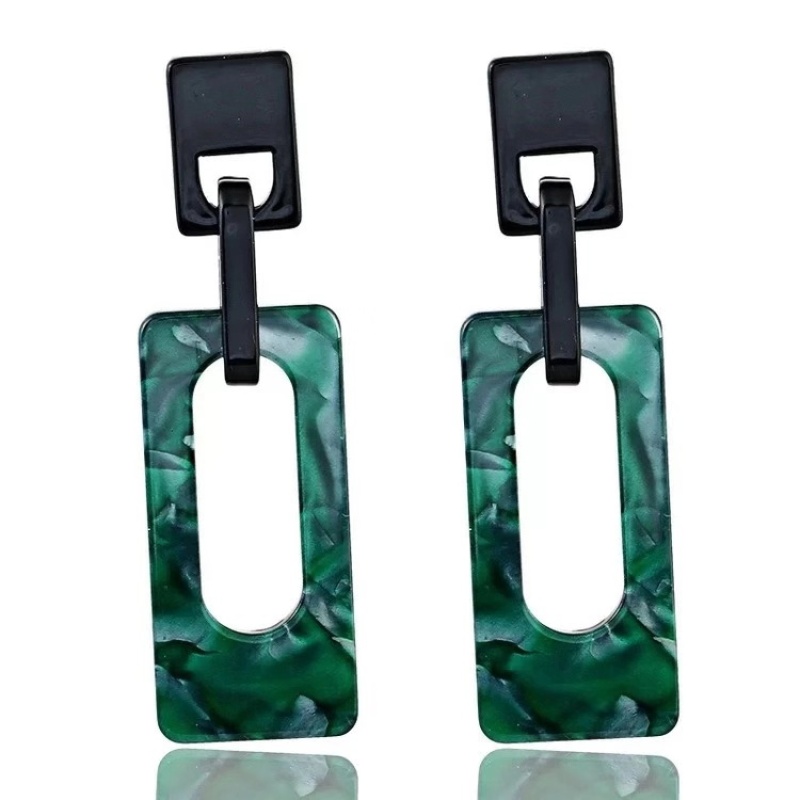 Fashionable women girls drop plain rectangle long acetate hoop earrings