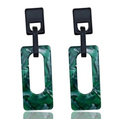 Fashionable women girls drop plain rectangle long acetate hoop earrings