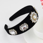 Women Hair Accessories Handmade Woven Crystal Headband Vintage Wide-brimmed Beaded baroque Headband