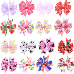 15 Color wholesale boutique hairbows baby girls printed hair clip for girls hair accessories