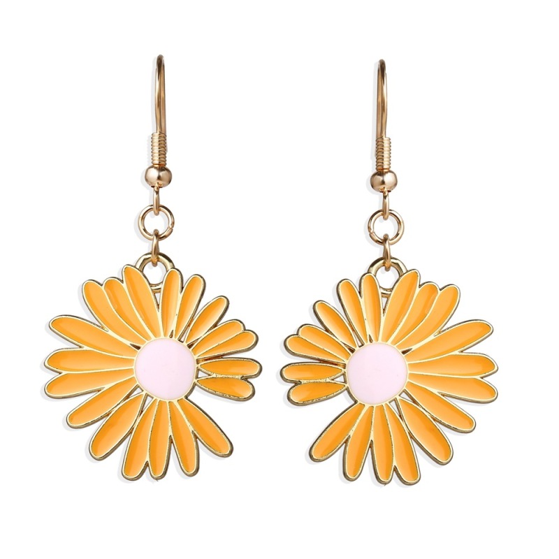 New Design INS Hot Summer small fresh alloy girls sunflower long daisy earrings