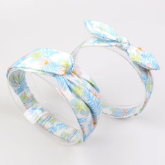 2pcs Rabbit ear mommy and me elastic fabric flowers hair band headbands