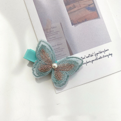 wholesale custom ins hot girls embroidery double layer butterfly hair clip