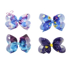 Wholesale child hair clip 8 inch multicolor children bows solid color hair bow clip for girls