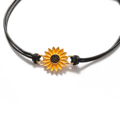 Amazon custom adjustable sunflower rope friendship bracelet woven for women men's with blessing card