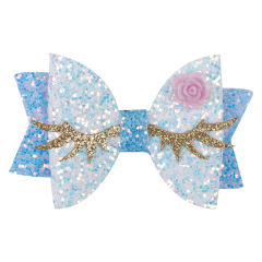 custom 3inch kids Baby Girl teenage angel sequin glitter Handmade baby hair bow clip