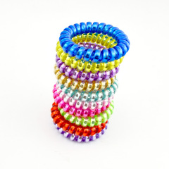 custom 5CM shining candy color woman lady girls elastic ponytail phone cord hair tie