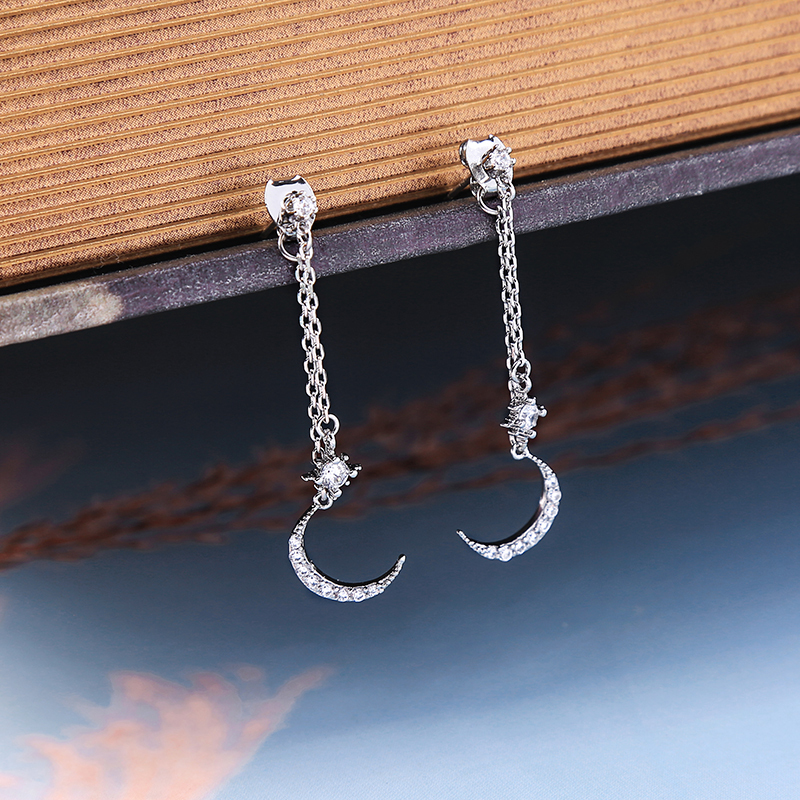 2019 Fashion diamond accessories women jewelry silver zircon sailor moon earings 2019 Fashion diamond accessories women jewelry silver zircon sailor moon earings