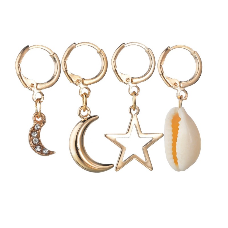 2019 Art deco fashion jewelry for women gold moon star conch sea shell earrings 2019 Art deco fashion jewelry for women gold moon star conch sea shell earrings