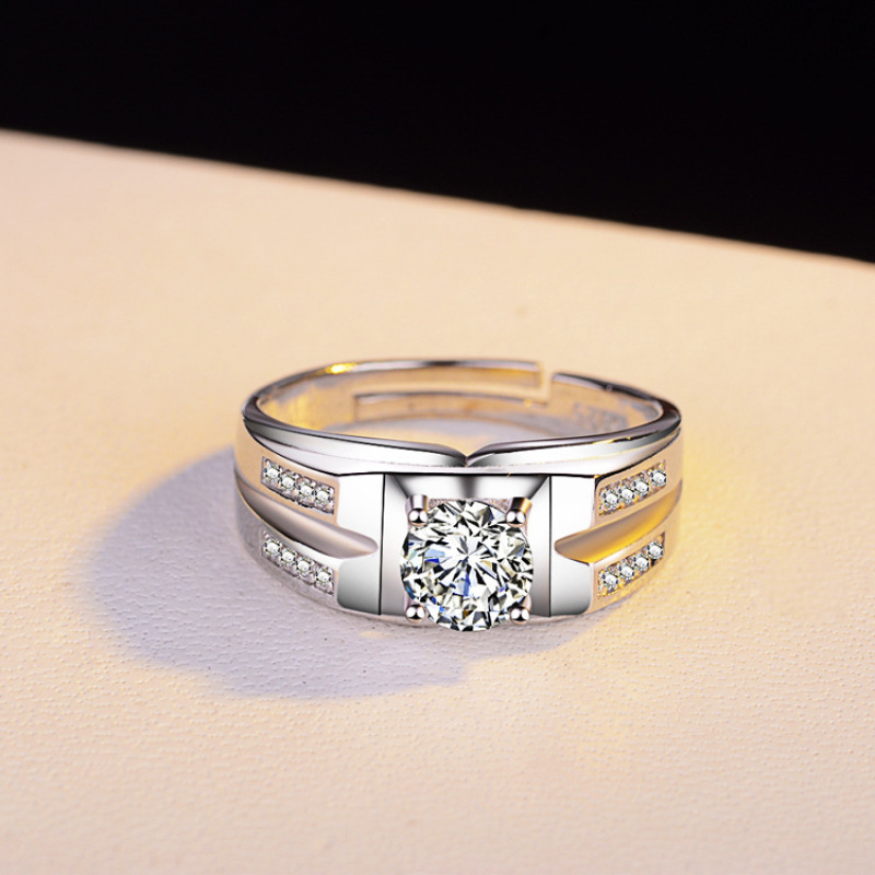 Men Silver Plated Diamond Wedding Ring Dubai Style Stainless Steel Statement Ring Men Silver Plated Diamond Wedding Ring Dubai Style Stainless Steel Statement Ring