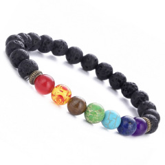 Wholesale fashion Women Men Natural Lava Stone 7 Chakra Woven Beaded Bracelets Wholesale fashion Women Men Natural Lava Stone 7 Chakra Woven Beaded Bracelets