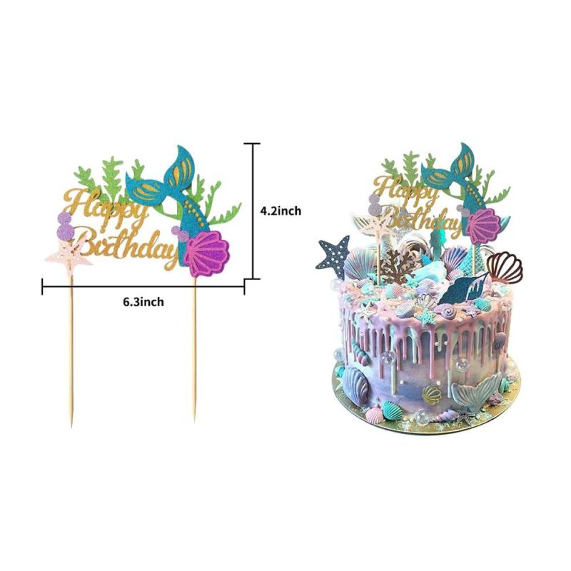 Wholesale Birthday glitter gold cake topper balloons Mermaid Party Supplies