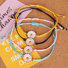 Handmade waterproof string sunflower adjustable braided rope bracelet