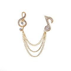 2020 INS amazon korean alloy rhinestone corsage double mens brooch chain for man suite with chain