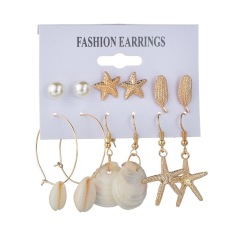 2019 New design rose gold jewelry set sea star sea shell hoop earring set for women