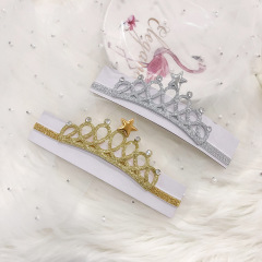 New design children crystal crown tiara hair band elastic headband New design children crystal crown tiara hair band elastic headband