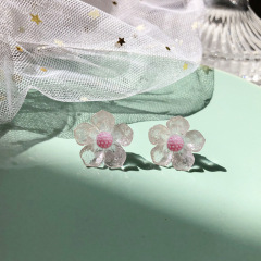Spring and summer girl simple transparent acrylic ins flower stud earring