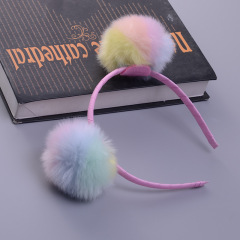 Wholesale ins winter Christmas Hoop Party Reflective Accessories fuzzy ball sequin girl ear kids hair band