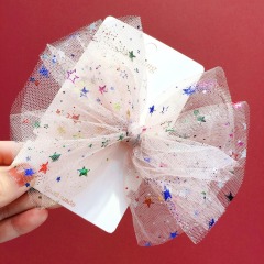 Korean new design sequins colorful stars multi-layer bowknot children hair clips for girls