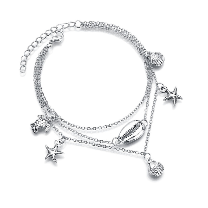 Hot sales Hawaii beach simple foot jewelry sea shell sea star anklets chains for ladies Hot sales Hawaii beach simple foot jewelry sea shell sea star anklets chains for ladies