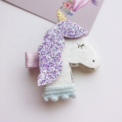 Unicorn star no bend glitter stereo hair clips for baby girls