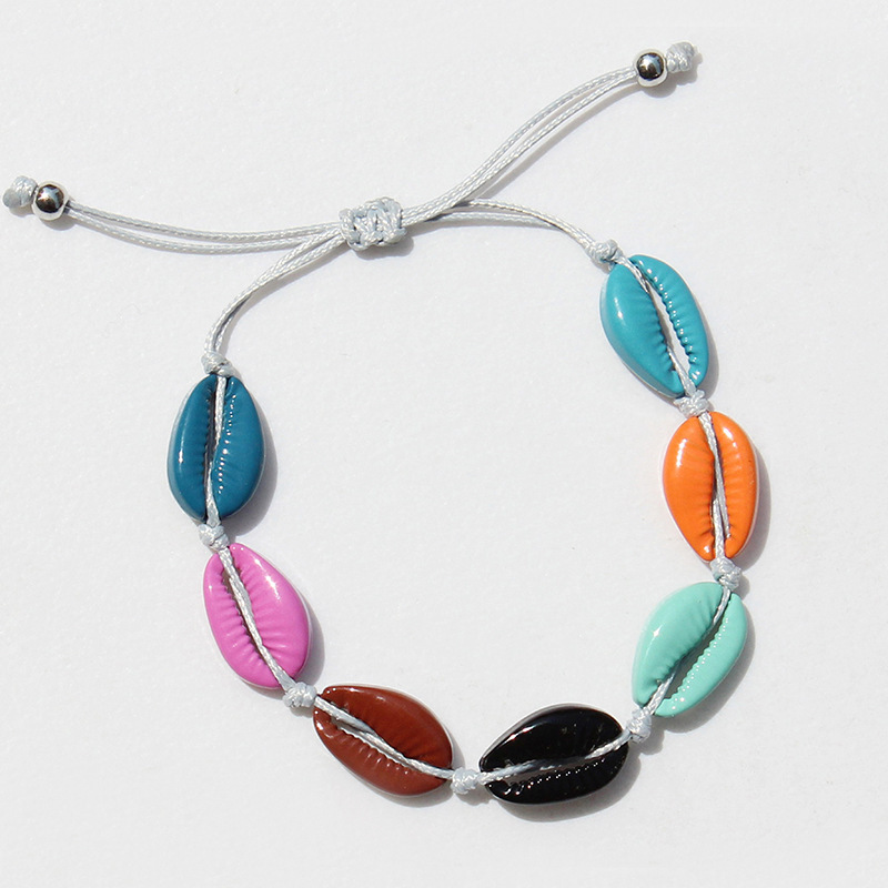 Amazon hot sale bohemia style women jewelry colorful shell woven bracelets for Holiday