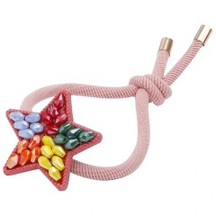 Korean hot sales colorful Christmas rhinestone crystal star heart elastic rubber hair band girls