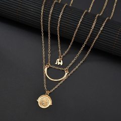 Bohemian fashion personality elephant crescent planet women jewelry multi layer necklace