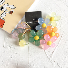 2020 summer cute 5pcs/set candy color heart flowers girls elastic acrylic baby hair ties with card