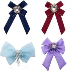 Korean style fashion women corsage alloy inlaid ribbon bowknot brooch for college Korean style fashion women corsage alloy inlaid ribbon bowknot brooch for college