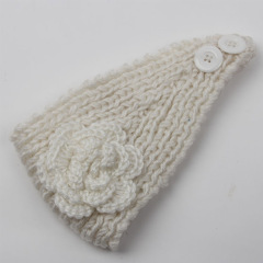 OEM Baby crochet flower warmer winter knitted hair band headbands