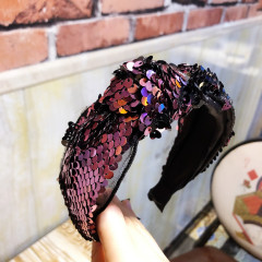 Sexy silk gold headband Cross Knot sequin Hair Accessories Hairbands