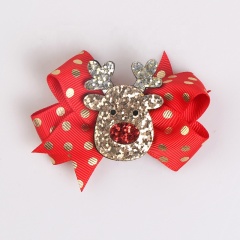 Custom child santa claus tree acrylic metal korean handmade bow hair clip accessories