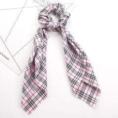 2020 Wholesale Fashion Scottish Plaid Bow Hair Scarf Scrunchies For Girls