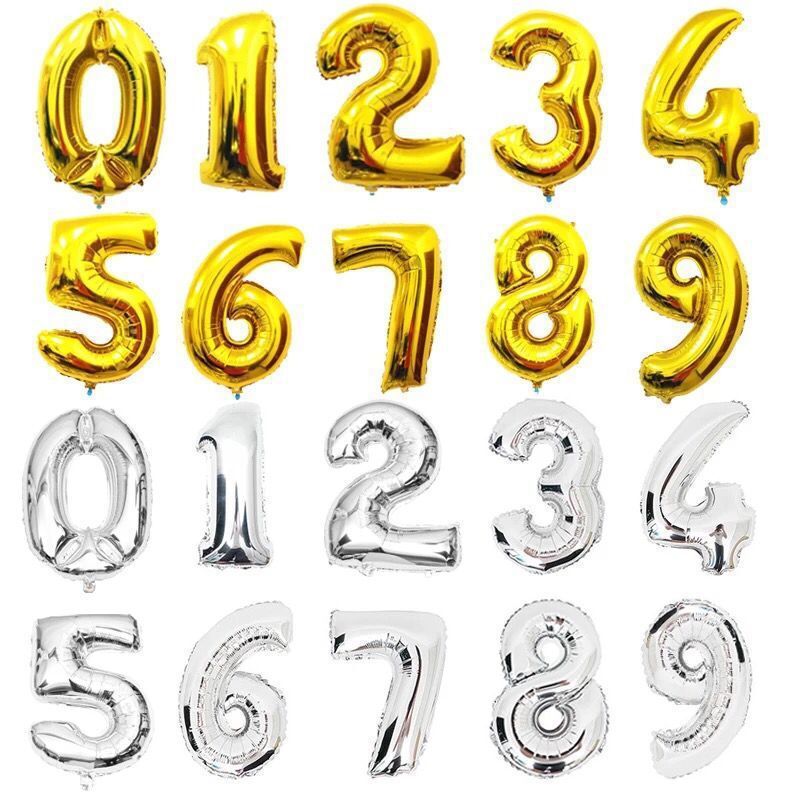 wholesale party supplies gold silver new foil number print latex balloon