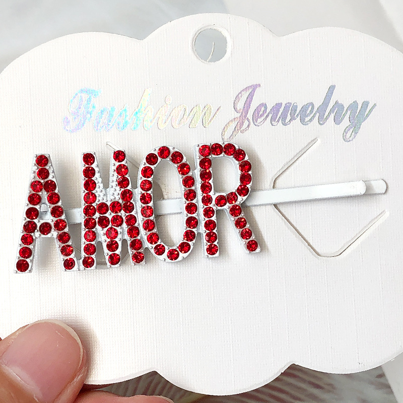 fashion custom ins Hair Barrettes alphabet letter korean color crystal stone hair clip fashion custom ins Hair Barrettes alphabet letter korean color crystal stone hair clip