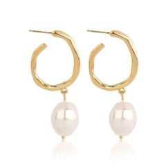 Fashion jewelry women alloy gold plated irregular simulate freshwater pearl earrings