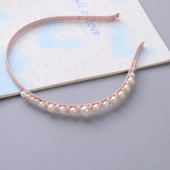 Pink Glitter Headband satin Non slip Hair Band Women pearl Hair Hoop