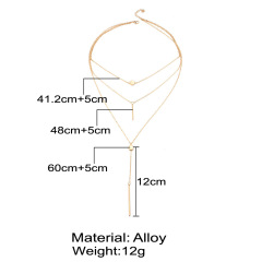 Cheap wish Amazon best seller bohemian women gold layer chocker multi three layered necklace