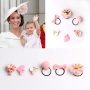 Multicolor artificial leather fabric bow decoration kids wholesale elastic hair tie