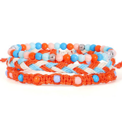 Wholesale 3pcs/set bead jewelry colorful line woven bracelets for women