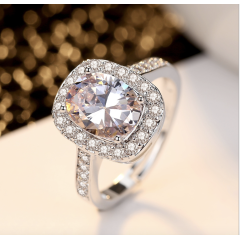 Fashion zircon stone stainless steel silver gold big diamond ring