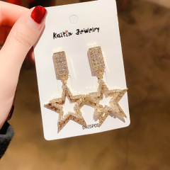 Fashion studded tassel earrings jewelry S925 silver pin rhinestone popular earrings