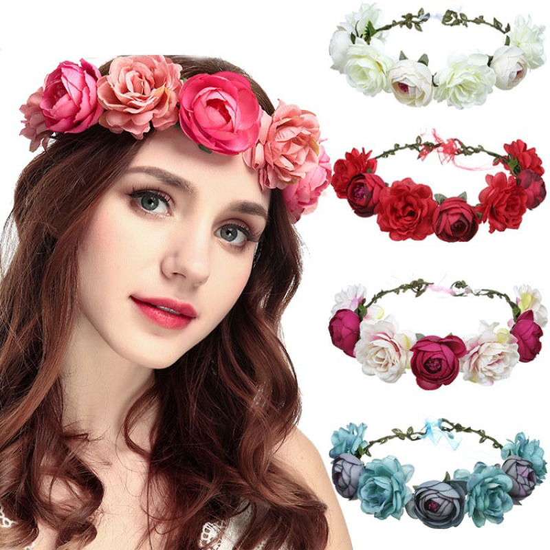 hot new wedding bridal festival beach party holiday halo white silk floral indian flower garland