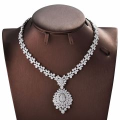 2019 fashion aaa copper Bridal wedding earrings bracelet zircon necklace set