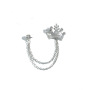 wholesale Alloy Silver England Tassels Chain crown rhinestone brooches for men Suit Jewelry  brooch stick pin