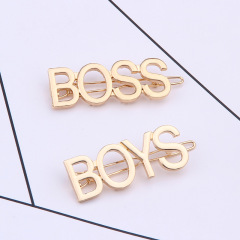 Custom gold alloy women bling rhinestone crystal letter hair clips hair pins with words